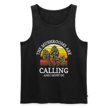 Pilzsammler Morchel Pilze - Männer Premium Bio Tank Top - Schwarz - Vorne - Michal (187cm)