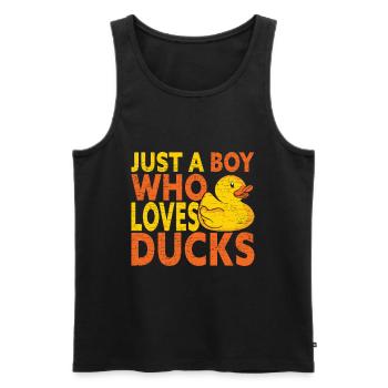 Ente Gummiente Badeente - Männer Premium Bio Tank Top - Schwarz - Vorne - Michal (187cm)