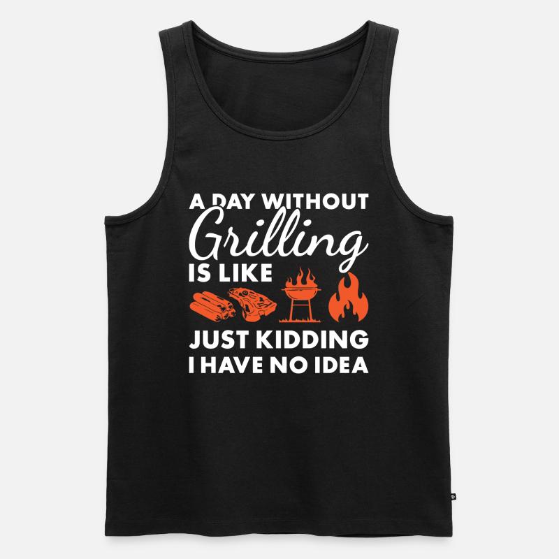 Griller A Day Without Grilling - Männer Premium Bio Tank Top - Schwarz