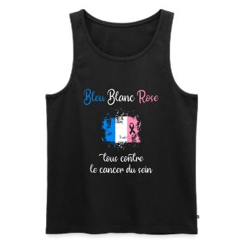 Octobre Rose - Bleu Blanc Rose - Débardeur bio Premium Homme - noir - Devant - AI Model Male 178 light (178cm)