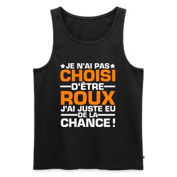Humour Roux Chance Citation - Débardeur bio Premium Homme - noir - Devant - Michal (187cm)