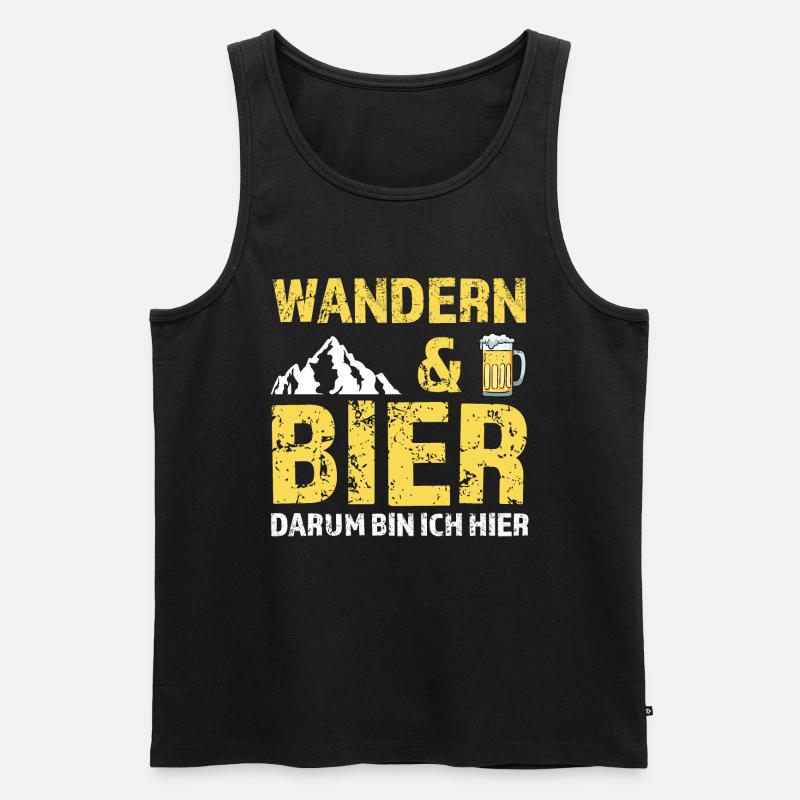 Wandern Bier Berg Geschenk - Männer Premium Bio Tank Top - Schwarz
