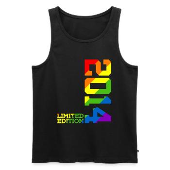 LGBTQ 2014 REGENBOGEN QUEER 11. GEBURTSTAG PRIDE - Männer Premium Bio Tank Top - Schwarz - Vorne - AI Model Male 178 light (178cm)