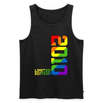 LGBTQ 2010 REGENBOGEN QUEER 15. GEBURTSTAG PRIDE - Männer Premium Bio Tank Top - Schwarz - Vorne - AI Model Male 178 light (178cm)