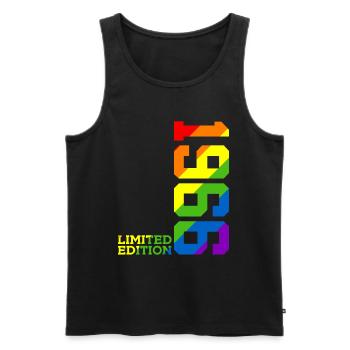 LGBTQ 1966 REGENBOGEN QUEER 59. GEBURTSTAG PRIDE - Männer Premium Bio Tank Top - Schwarz - Vorne - AI Model Male 178 light (178cm)