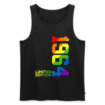 LGBTQ 1964 REGENBOGEN QUEER 62. GEBURTSTAG PRIDE - Männer Premium Bio Tank Top - Schwarz - Vorne - AI Model Male 178 light (178cm)