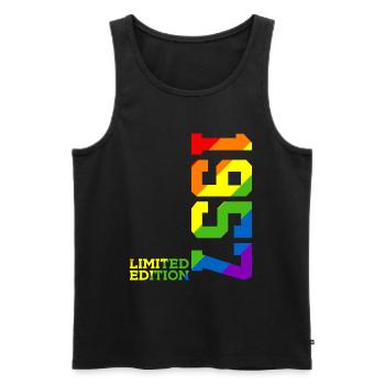 LGBTQ 1957 REGENBOGEN QUEER 69. GEBURTSTAG PRIDE - Männer Premium Bio Tank Top - Schwarz - Vorne - AI Model Male 178 light (178cm)