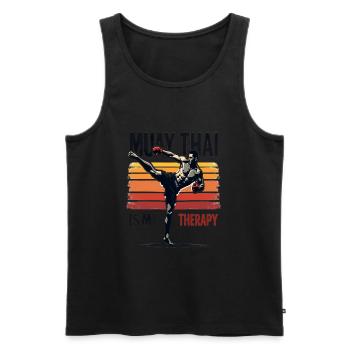 Drôle Muay Thai Boxe Muay Thai - Débardeur bio Premium Homme - noir - Devant - AI Model Male 178 light (178cm)