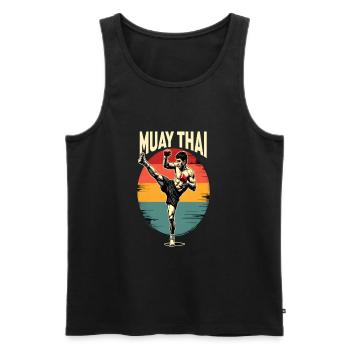 Drôle Muay Thai Boxe Muay Thai - Débardeur bio Premium Homme - noir - Devant - AI Model Male 178 light (178cm)