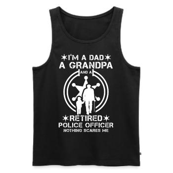 Police retraités Fête des Pères - Débardeur bio Premium Homme - noir - Devant - AI Model Male 178 light (178cm)