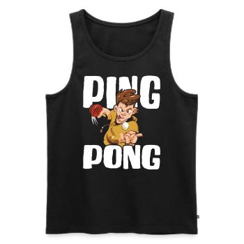 Tennis de table Ping-pong Tenue De tennis de table Joueur de tennis de table - Débardeur bio Premium Homme - noir - Devant - AI Model Male 178 light (178cm)