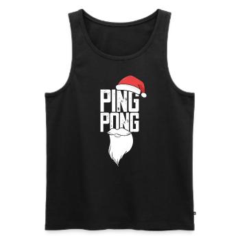 Ping Pong Chapeau de Noël Tennis de table Batte - Débardeur bio Premium Homme - noir - Devant - AI Model Male 178 light (178cm)