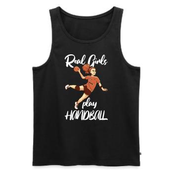 Joueuse de handball Girl Real Girls Play - Débardeur bio Premium Homme - noir - Devant - Michal (187cm)