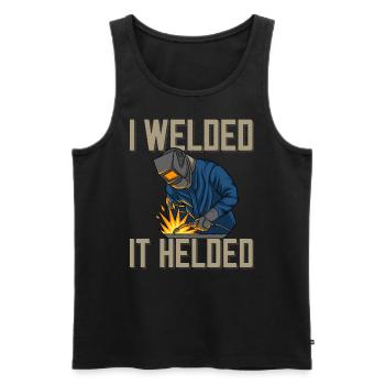 Welder saying for proud metal workers and - Men's Premium Organic Tank Top - black - Front - AI Model Male 178 light (178cm)