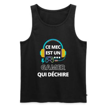 Ce mec est un gamer qui déchire - Débardeur bio Premium Homme - noir - Devant - Michal (187cm)