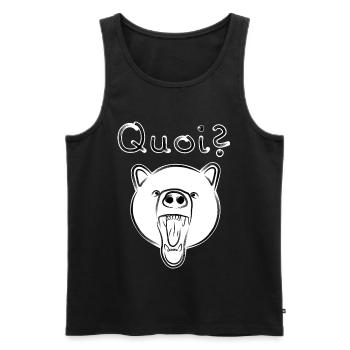 Ours Grizzli avec QUOI? - brillant - Débardeur bio Premium Homme - noir - Devant - Michal (187cm)