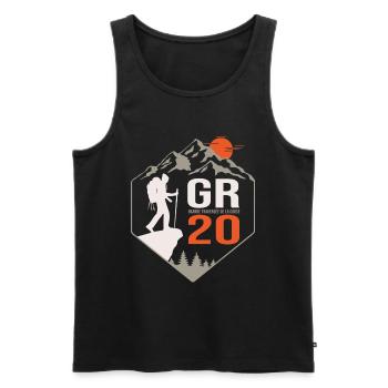 GR 20 Corsican hiking trail GR 20 - Men's Premium Organic Tank Top - black - Front - AI Model Male 178 light (178cm)