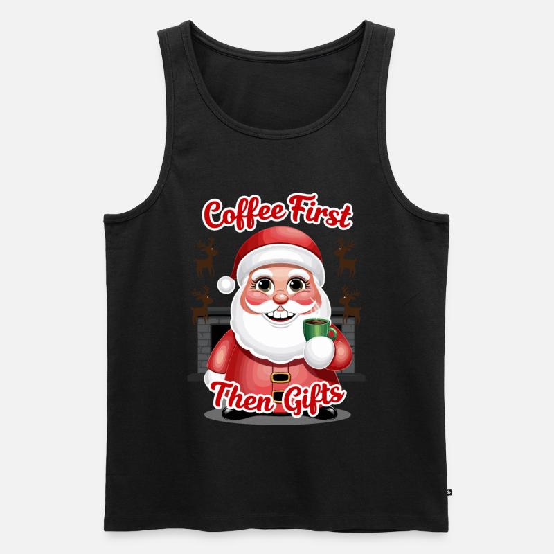 Weihnachtsmann mit Kaffee - Männer Premium Bio Tank Top - Schwarz