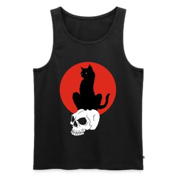 Schwarze Katze und Rote Sonne - Männer Premium Bio Tank Top - Schwarz - Vorne - AI Model Male 178 light (178cm)