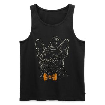Frenchie Halloween - Spooky Gentleman Dog - Débardeur bio Premium Homme - noir - Devant - Michal (187cm)