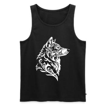 Nordischer Wolf Tribal Wolfskopf Tattoo - Männer Premium Bio Tank Top - Schwarz - Vorne - AI Model Male 178 light (178cm)
