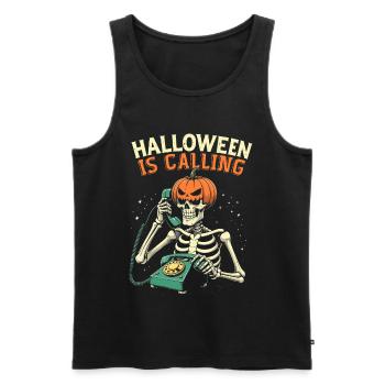 Squelette Halloween avec Citrouille - Débardeur bio Premium Homme - noir - Devant - Michal (187cm)