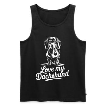 Motif de teckel préféré - Débardeur bio Premium Homme - noir - Devant - Michal (187cm)