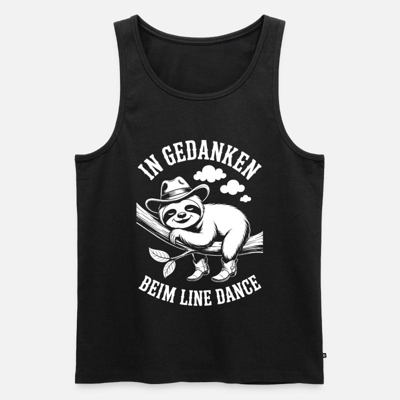 Faultier träumt von Line Dance - Männer Premium Bio Tank Top - Schwarz