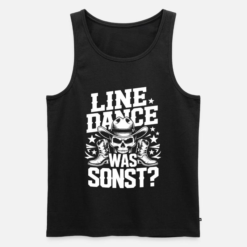 Line Dance Schädel Cowboy - Männer Premium Bio Tank Top - Schwarz
