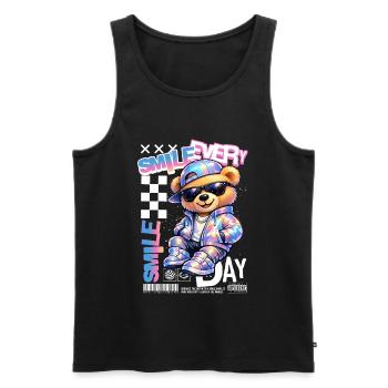 Colorful Bear Style Smile Every Day - Men's Premium Organic Tank Top - black - Front - Michal (187cm)