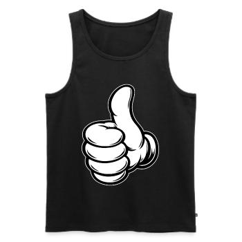 OK Comic Daumenhoch Handsymbol  - Männer Premium Bio Tank Top - Schwarz - Vorne - AI Model Male 178 light (178cm)