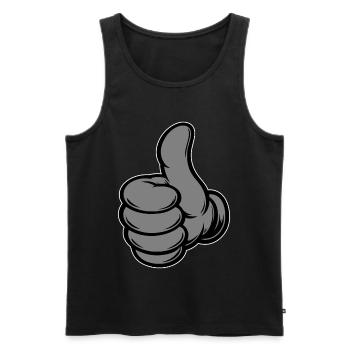 OK Comic Daumenhoch Handsymbol grau - Männer Premium Bio Tank Top - Schwarz - Vorne - AI Model Male 178 light (178cm)