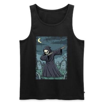 Grim Reaper im nächtlichen Friedhof - Männer Premium Bio Tank Top - Schwarz - Vorne - AI Model Male 178 light (178cm)