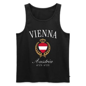 Wien Österreich Wappen Krone – Reise Souvenir - Männer Premium Bio Tank Top - Schwarz - Vorne - AI Model Male 178 light (178cm)