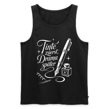 Tintenliebe für Schreibnerds - Männer Premium Bio Tank Top - Schwarz - Vorne - Michal (187cm)