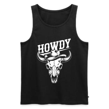 Danse en ligne Howdy Crâne de buffle de l’Ouest - Débardeur bio Premium Homme - noir - Devant - AI Model Male 178 light (178cm)