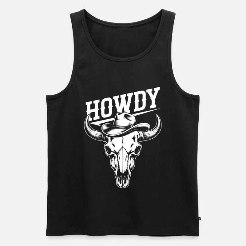 Line Dance Howdy Western Büffelschädel - Männer Premium Bio Tank Top - Schwarz