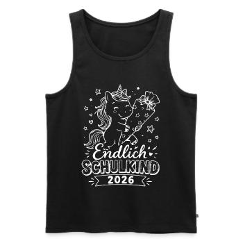 Endlich Schulkind 2026 Einhorn - Männer Premium Bio Tank Top - Schwarz - Vorne - Michal (187cm)
