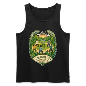 SLOW CIRCLE CREW Wolken - Männer Premium Bio Tank Top - Schwarz - Vorne - Michal (187cm)