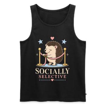 Hérisson socialement sélectif avec de l’humour - Débardeur bio Premium Homme - noir - Devant - Michal (187cm)