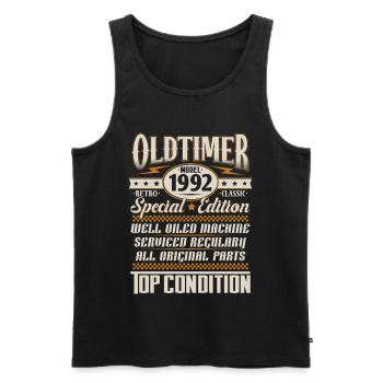 Oldtimer Vintage 1992 Vintage Rétro Anniversaire - Débardeur bio Premium Homme - noir - Devant - AI Model Male 178 light (178cm)