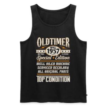 Oldtimer Vintage 1957 Vintage Retro Birthday - Men's Premium Organic Tank Top - black - Front - Michal (187cm)