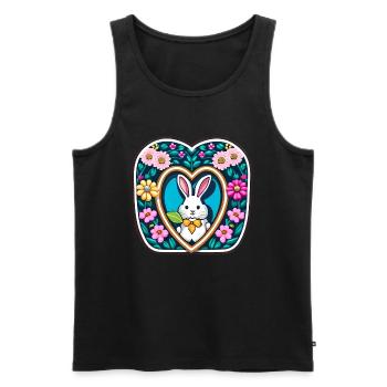 Osterhase viele Blumen Blume - Männer Premium Bio Tank Top - Schwarz - Vorne - AI Model Male 178 light (178cm)