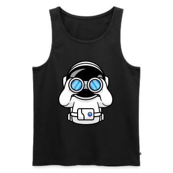 Astronaut mit Fernglas - Männer Premium Bio Tank Top - Schwarz - Vorne - Michal (187cm)
