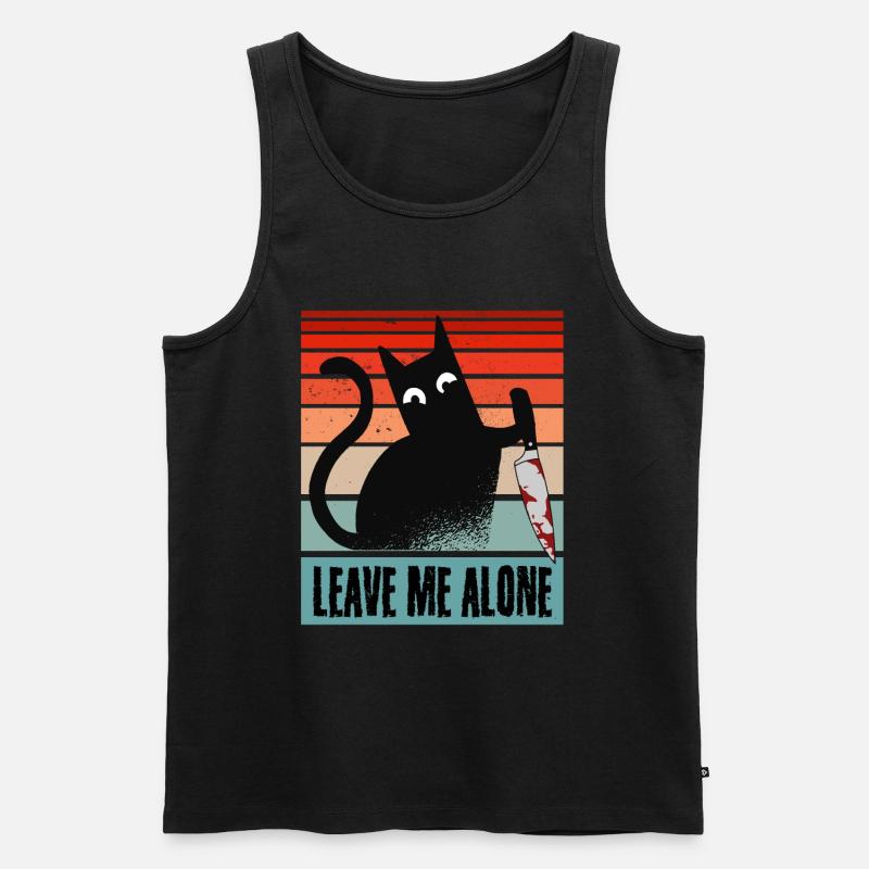 Lass mich in Ruhe, Katze mit Messer - Männer Premium Bio Tank Top - Schwarz