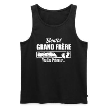 Bientôt Grand frère Cadeau Futur Grand frère - Débardeur bio Premium Homme - noir - Devant - Michal (187cm)
