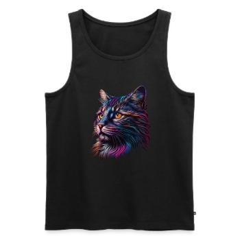 Superbe illustration colorée de portrait de chat - Débardeur bio Premium Homme - noir - Devant - AI Model Male 178 light (178cm)