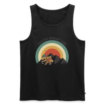 Faultier Wander Team - Männer Premium Bio Tank Top - Schwarz - Vorne - Michal (187cm)