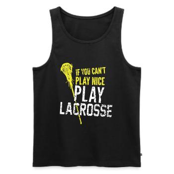 Play Lacrosse - Men's Premium Organic Tank Top - black - Front - Michal (187cm)