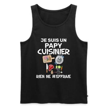 Cuisinier rien ne m'effraie idée cadeau homme - Débardeur bio Premium Homme - noir - Devant - Michal (187cm)